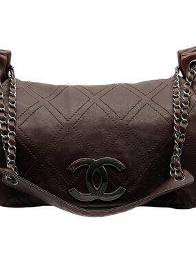 Chanel Brown Leather Diamond Stitch Shoulder Bag